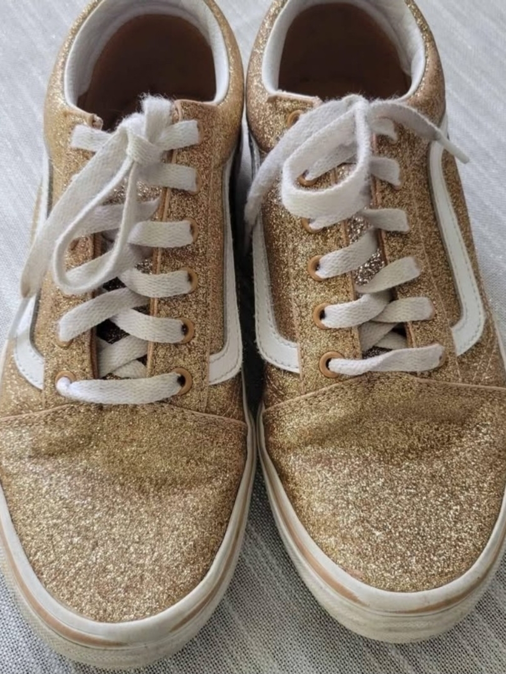 Vans Gold Glitter Women's Lace-Up Sneakers